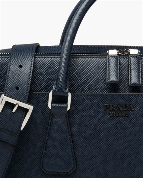 prada saffiano blue men& 39|Baltic Blue Saffiano Leather Briefcase .